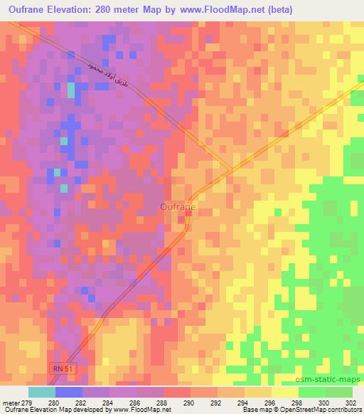 Oufrane,Algeria Elevation Map