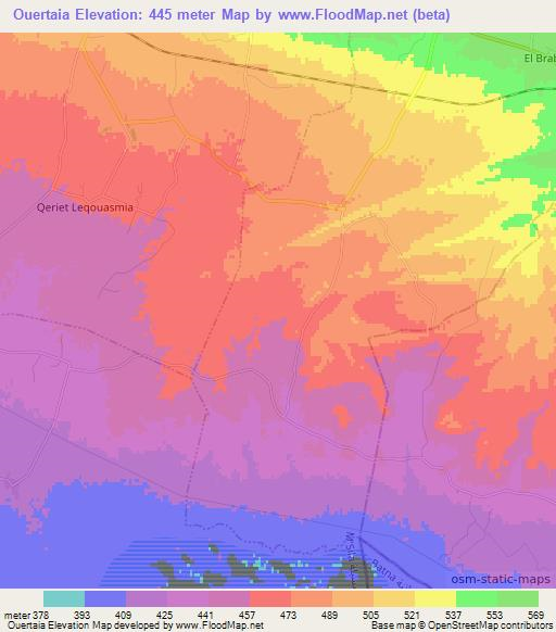 Ouertaia,Algeria Elevation Map