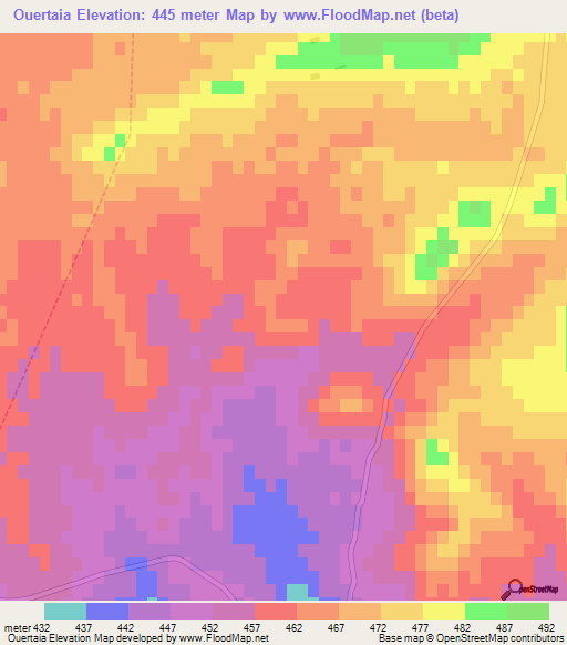 Ouertaia,Algeria Elevation Map