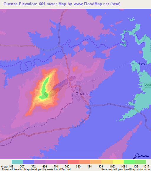 Ouenza,Algeria Elevation Map