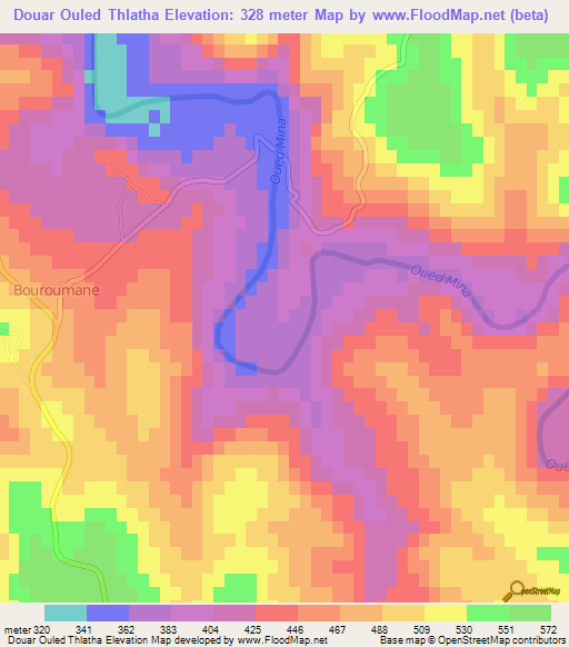 Douar Ouled Thlatha,Algeria Elevation Map
