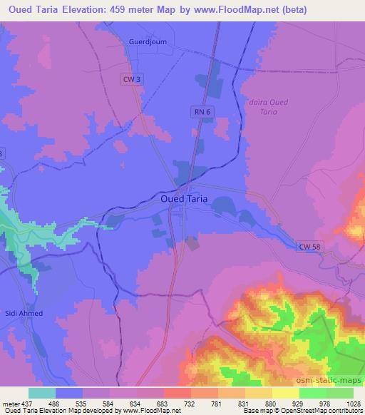 Oued Taria,Algeria Elevation Map
