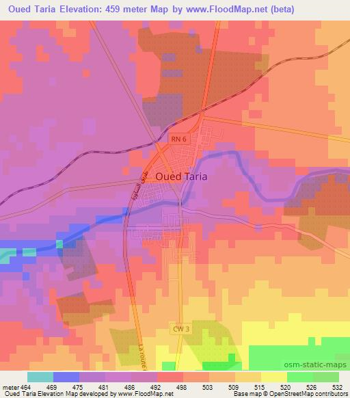 Oued Taria,Algeria Elevation Map