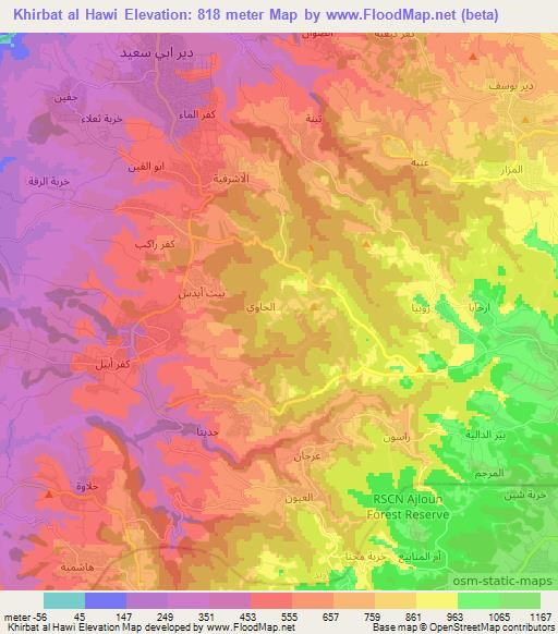 Khirbat al Hawi,Jordan Elevation Map