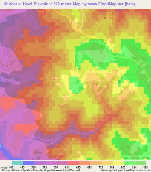 Khirbat al Hawi,Jordan Elevation Map