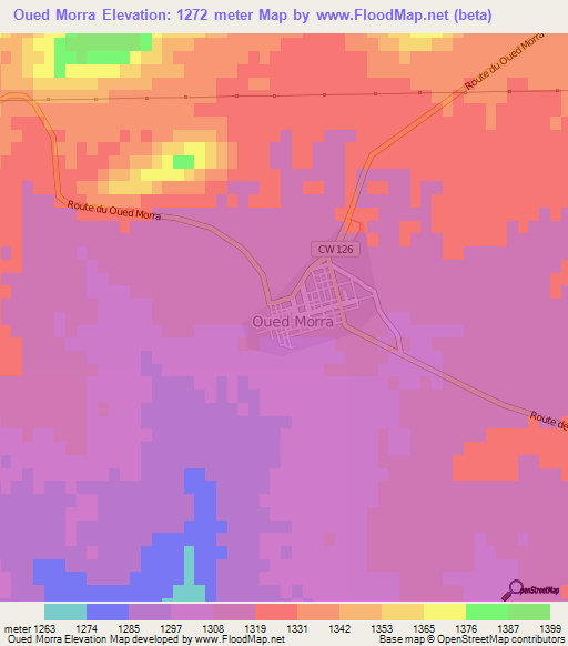 Oued Morra,Algeria Elevation Map