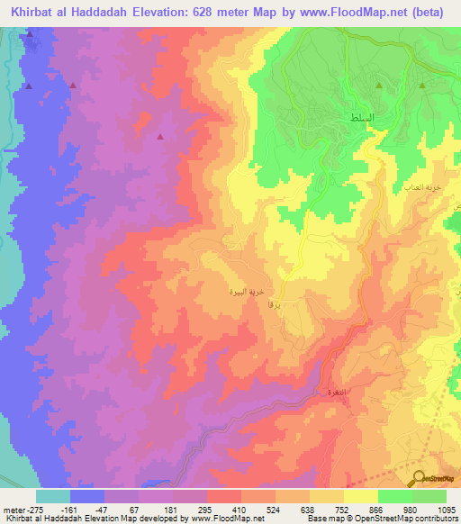 Khirbat al Haddadah,Jordan Elevation Map