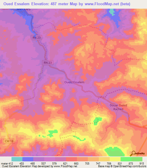 Oued Essalem,Algeria Elevation Map