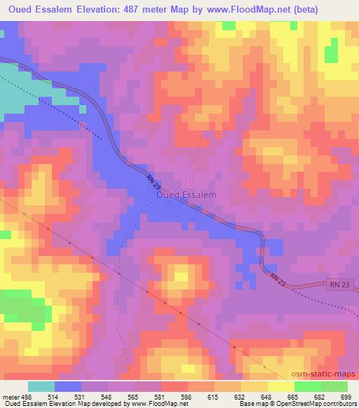 Oued Essalem,Algeria Elevation Map