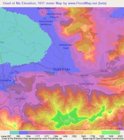 Oued el Ma,Algeria Elevation Map