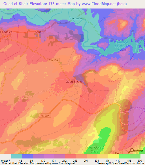 Oued el Kheir,Algeria Elevation Map
