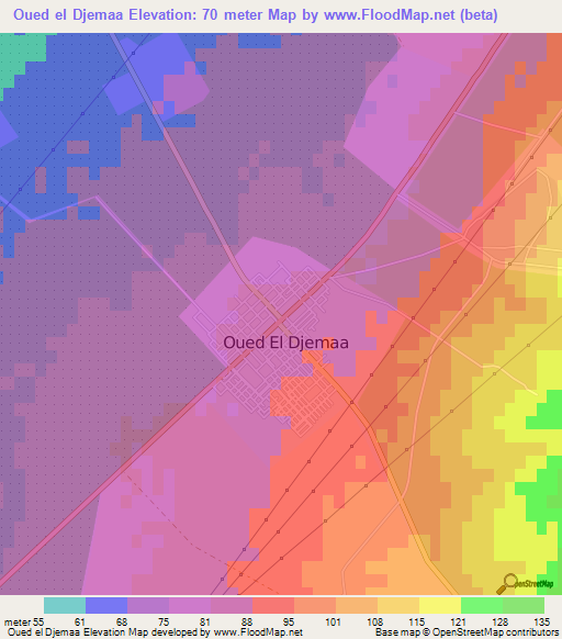 Oued el Djemaa,Algeria Elevation Map