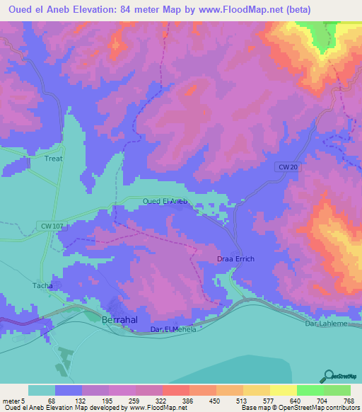 Oued el Aneb,Algeria Elevation Map