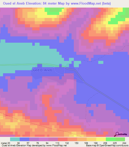 Oued el Aneb,Algeria Elevation Map
