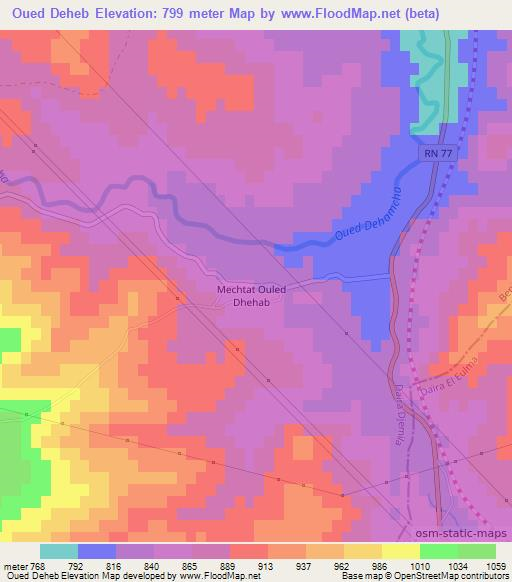 Oued Deheb,Algeria Elevation Map