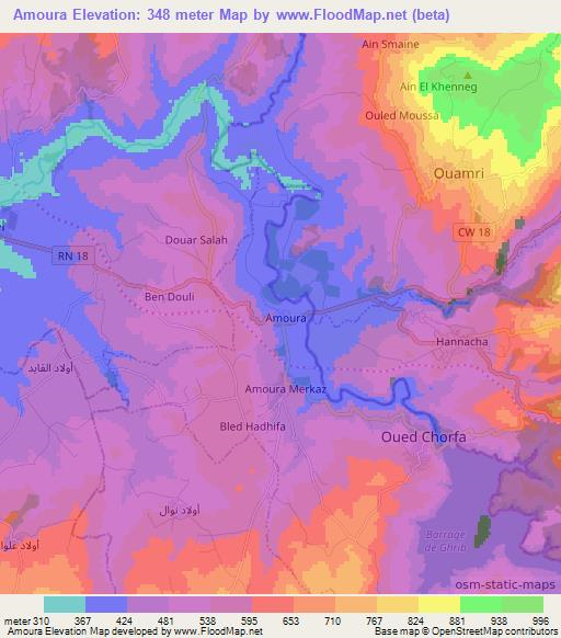 Amoura,Algeria Elevation Map