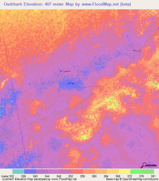 Oudrharh,Algeria Elevation Map