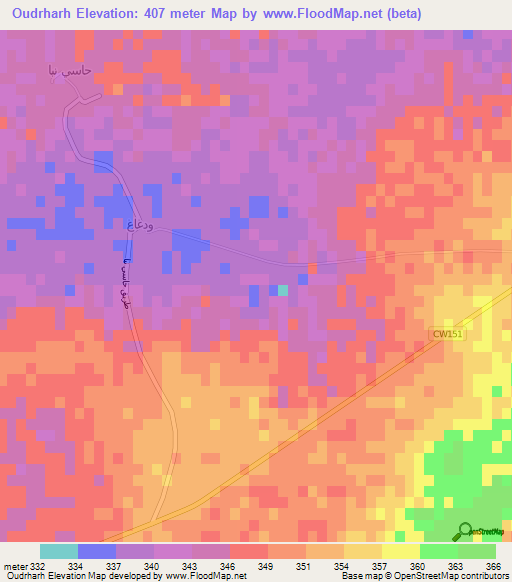 Oudrharh,Algeria Elevation Map