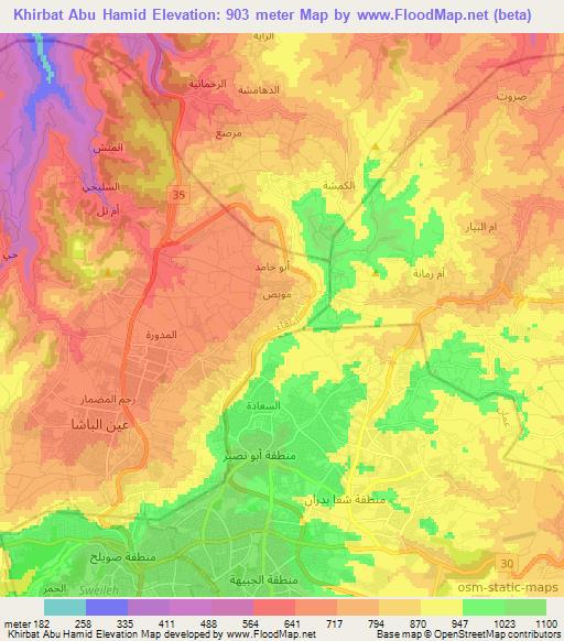 Khirbat Abu Hamid,Jordan Elevation Map