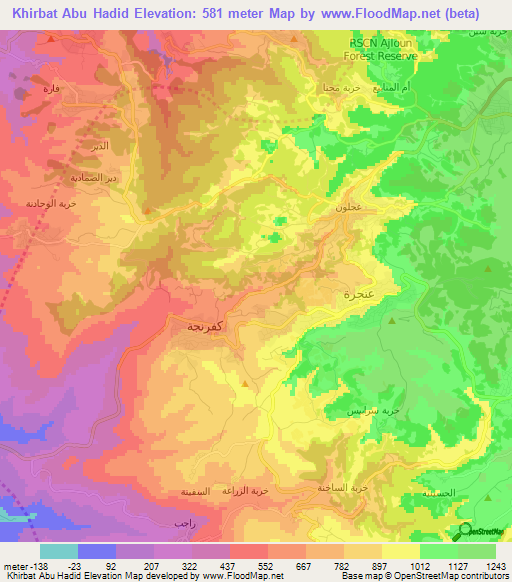 Khirbat Abu Hadid,Jordan Elevation Map