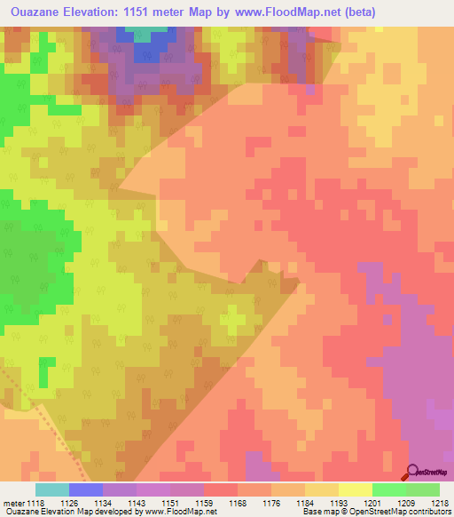 Ouazane,Algeria Elevation Map