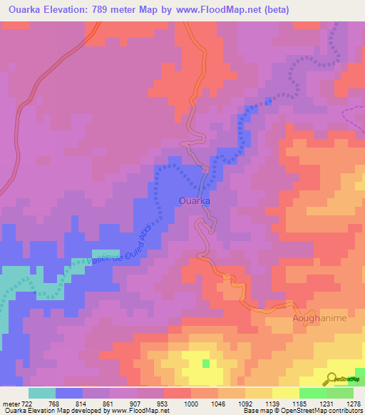 Ouarka,Algeria Elevation Map