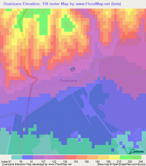 Ouarizane,Algeria Elevation Map