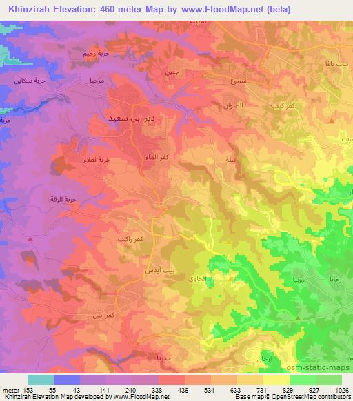 Khinzirah,Jordan Elevation Map