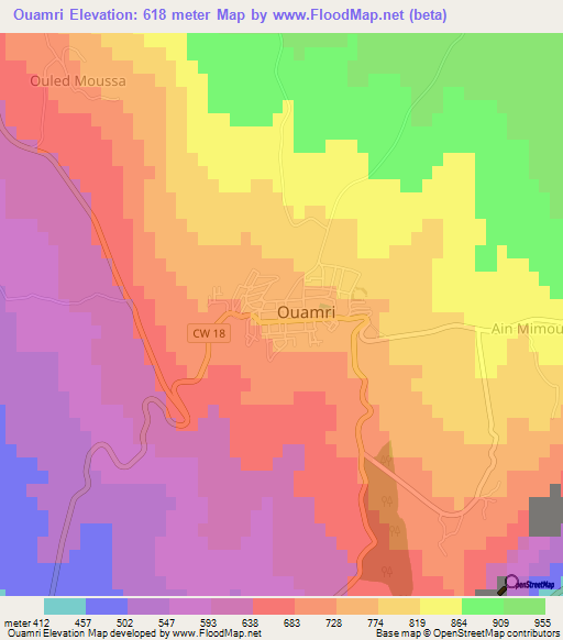 Ouamri,Algeria Elevation Map