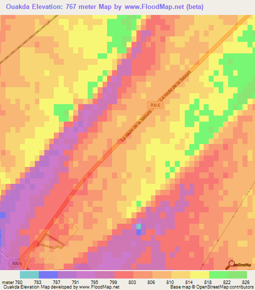 Ouakda,Algeria Elevation Map