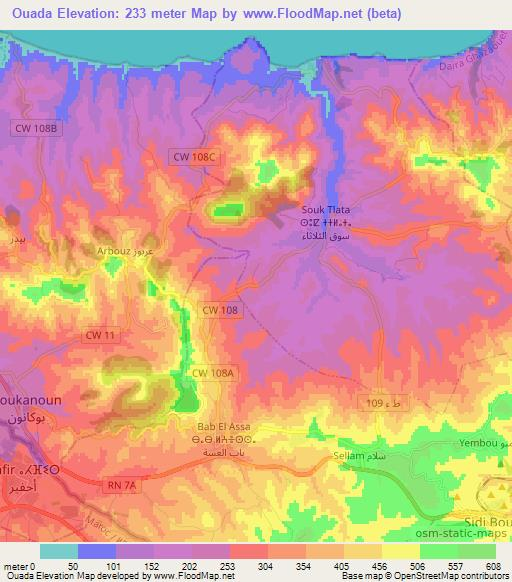 Ouada,Algeria Elevation Map
