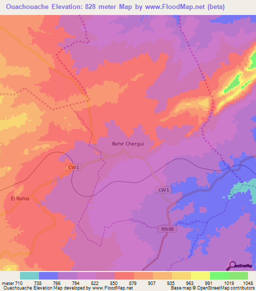 Ouachouache,Algeria Elevation Map
