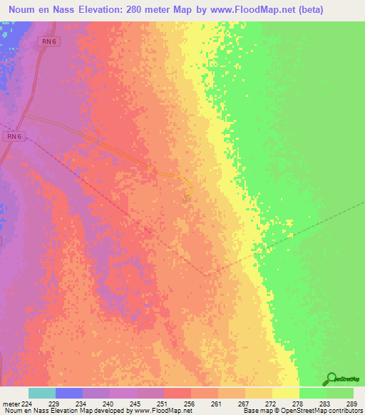 Noum en Nass,Algeria Elevation Map
