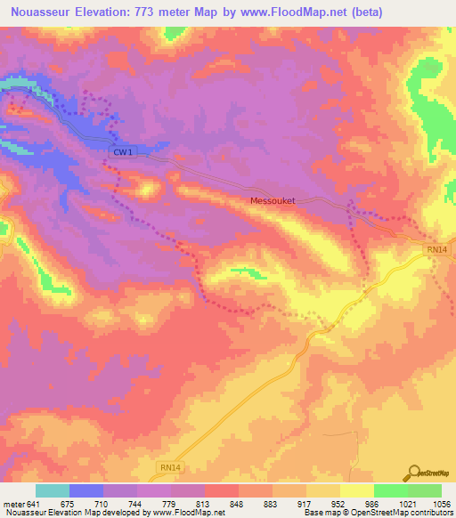Nouasseur,Algeria Elevation Map