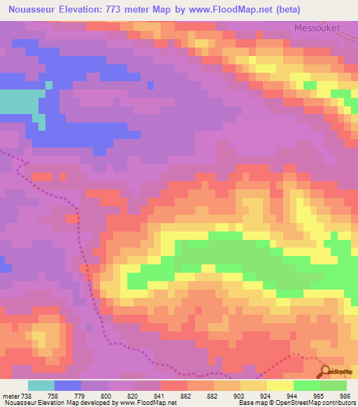 Nouasseur,Algeria Elevation Map