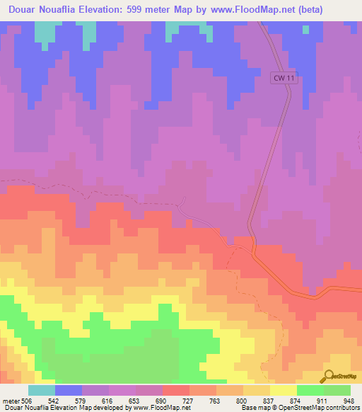 Douar Nouaflia,Algeria Elevation Map