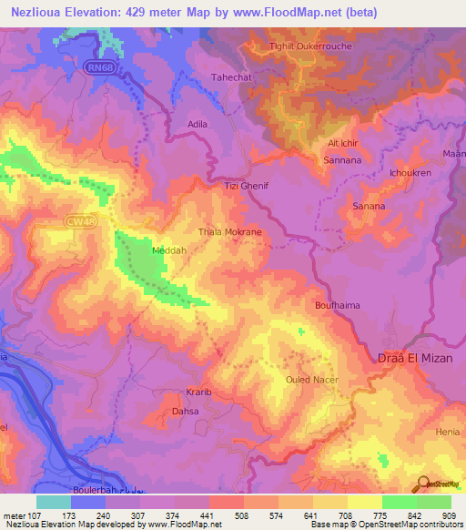 Nezlioua,Algeria Elevation Map