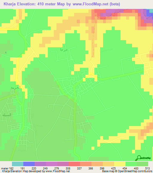 Kharja,Jordan Elevation Map