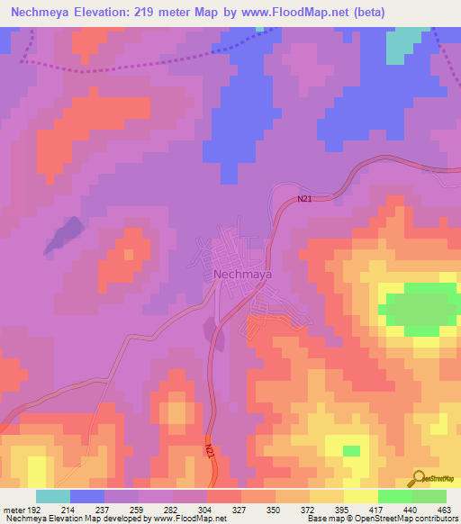 Nechmeya,Algeria Elevation Map