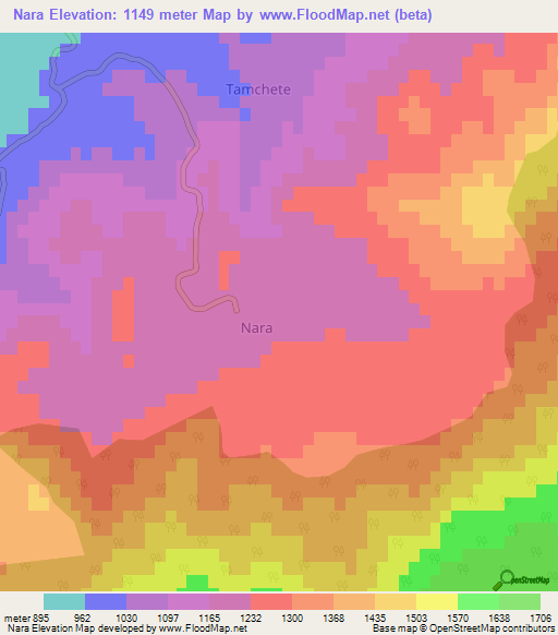 Nara,Algeria Elevation Map