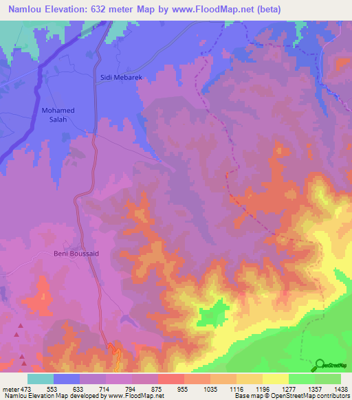 Namlou,Algeria Elevation Map