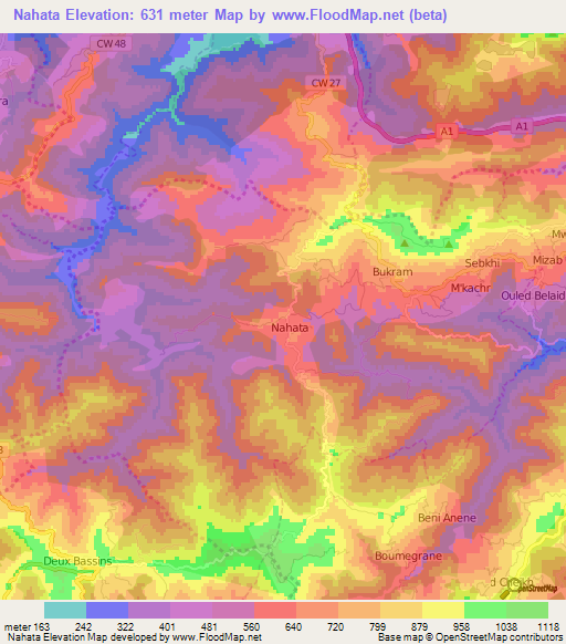 Nahata,Algeria Elevation Map