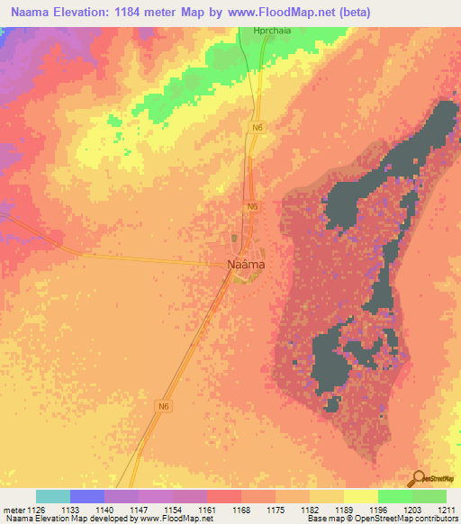 Naama,Algeria Elevation Map