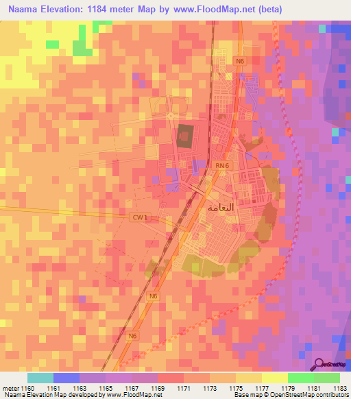 Naama,Algeria Elevation Map