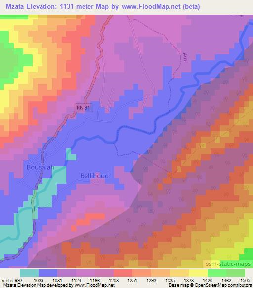 Mzata,Algeria Elevation Map
