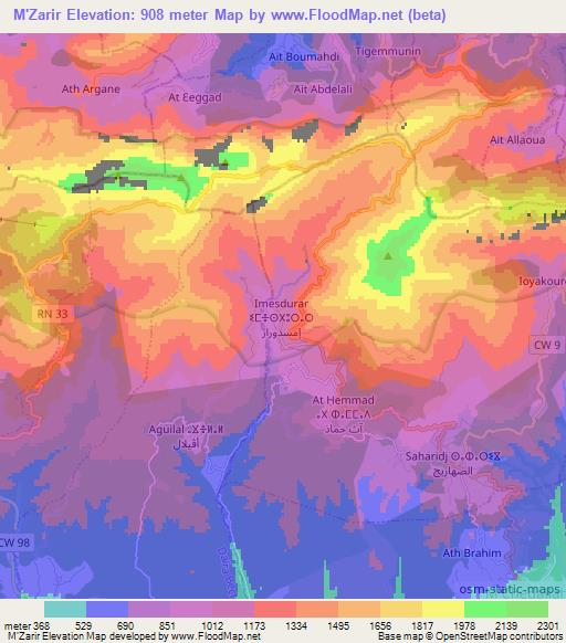 M'Zarir,Algeria Elevation Map