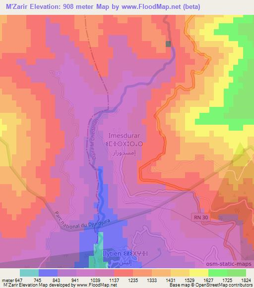 M'Zarir,Algeria Elevation Map