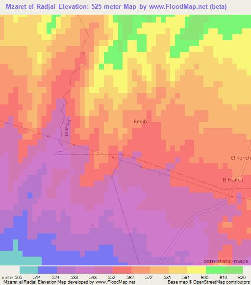 Mzaret el Radjai,Algeria Elevation Map