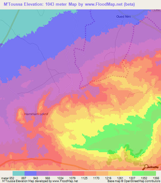 M'Toussa,Algeria Elevation Map