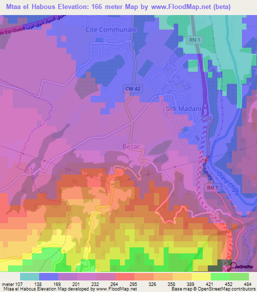 Mtaa el Habous,Algeria Elevation Map